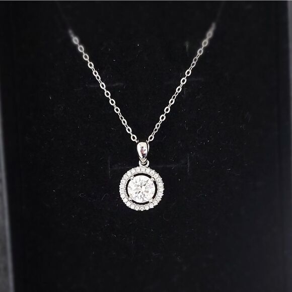 1 Carat Moissanite Sterling Silver Necklace - Picture 1 of 11